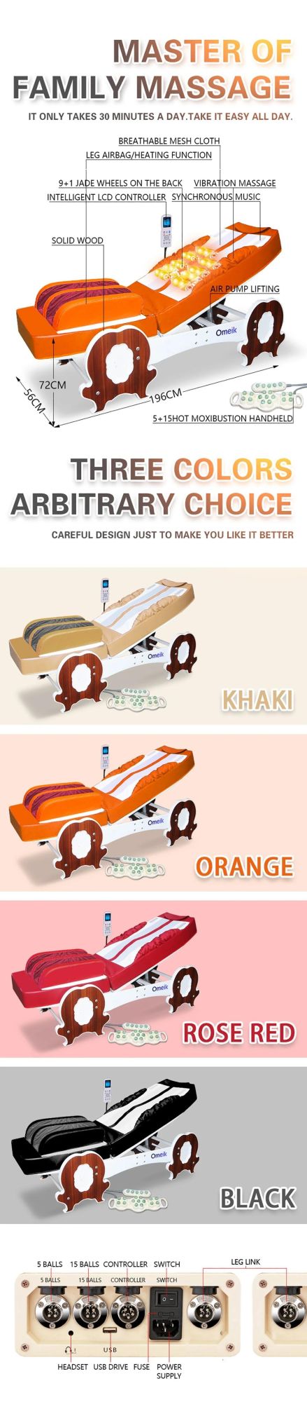 Health Jade Roller Massage Bed Thermal Korea Electric Heating Spine Relax Jade Rolling Massage Bed Nuga