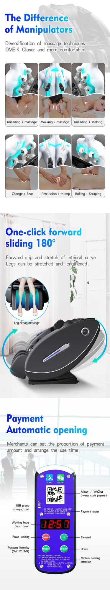 New Design Vending Automatic Massage Chair Bill Massage Chair/Airport Vending Machine Massage Chair