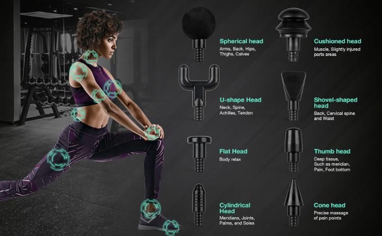 Muscle Massage Gun, Percussion Massage for Athletes Deep Tissue Massager Electric Handheld Muscle Gun with 6 Adjustable Speed and 8 Heads