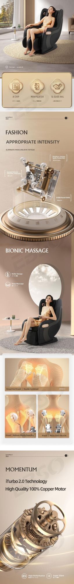 Wholesale Luxury Electric 4D Zero Gravity Full Body Shiatsu Recliner Massage Chair with Bluetooth Music