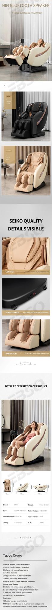 2021 Hot Sell Fashion Music 4D Zero Gravity Electric Lounge Full Body Machine Deluxe Shiatsu Massage Chair