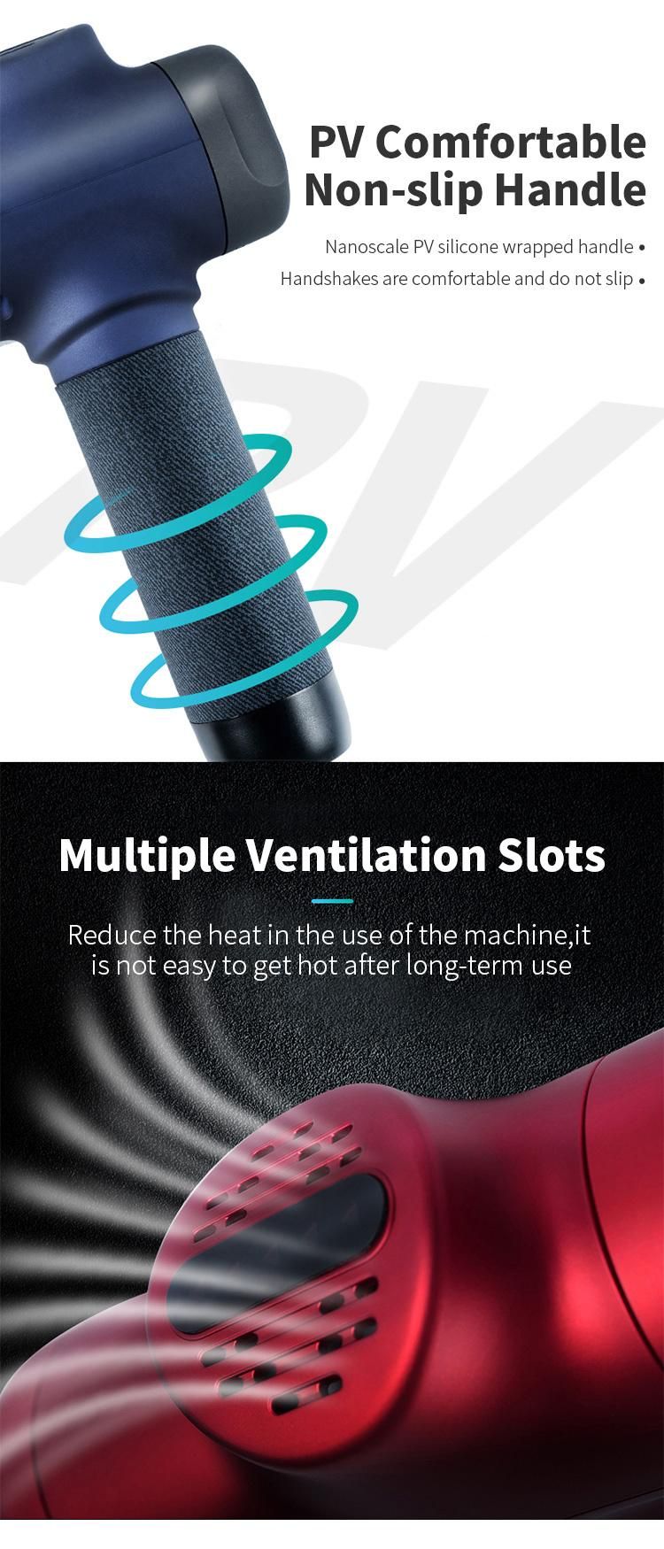 Low Noise Massage Gun with 6 Massage Heads and Easy Handled Massage Gun