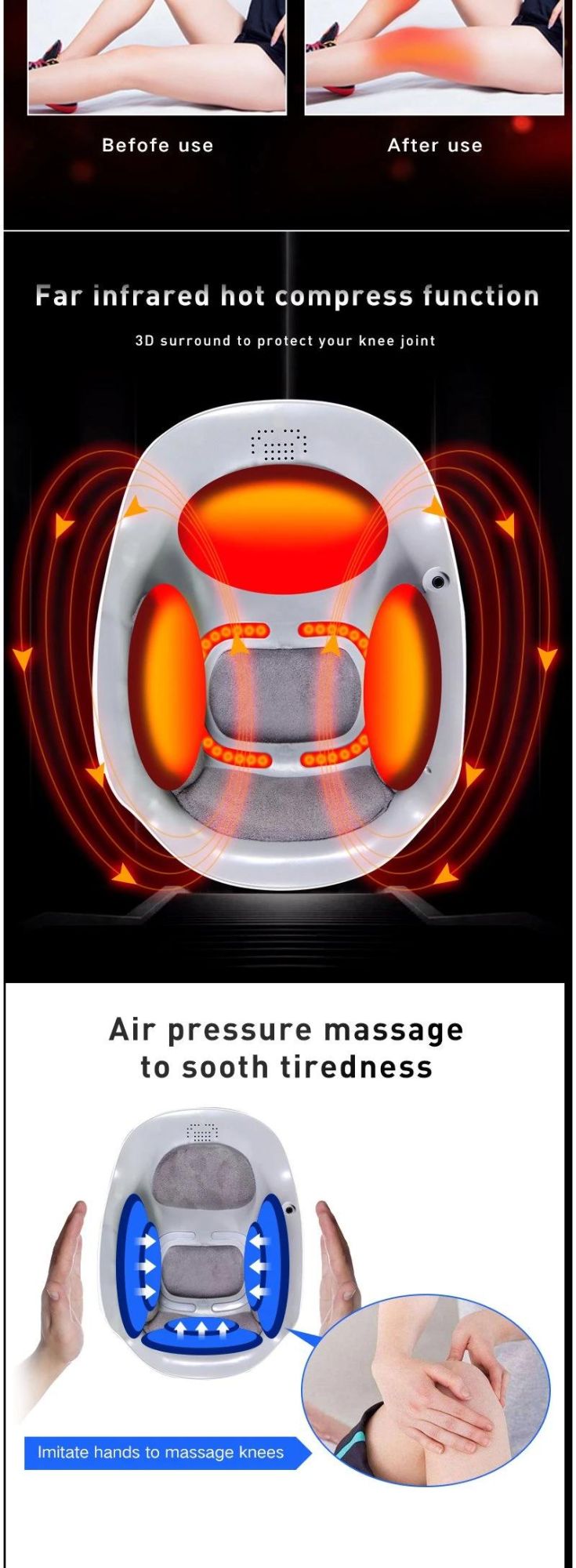 New Product Air Pressure Pulse Joint Vibrator Home Digital Knee Pain Massager