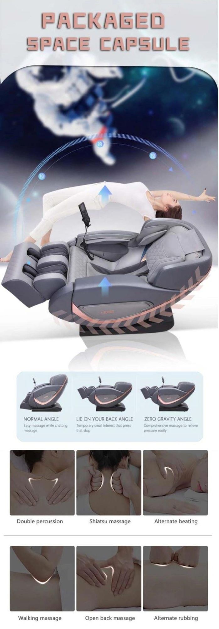 Amazon Hot Sale 4D Massage Chair SL Track Zero Gravity PU Leather Massage Chair