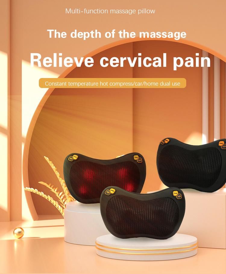 2022 OEM ODM Hot Sale Huangtai Full Body Deep Kneading Shiatsu Back Heated Neck Massage Pillow for Car Home Office Use