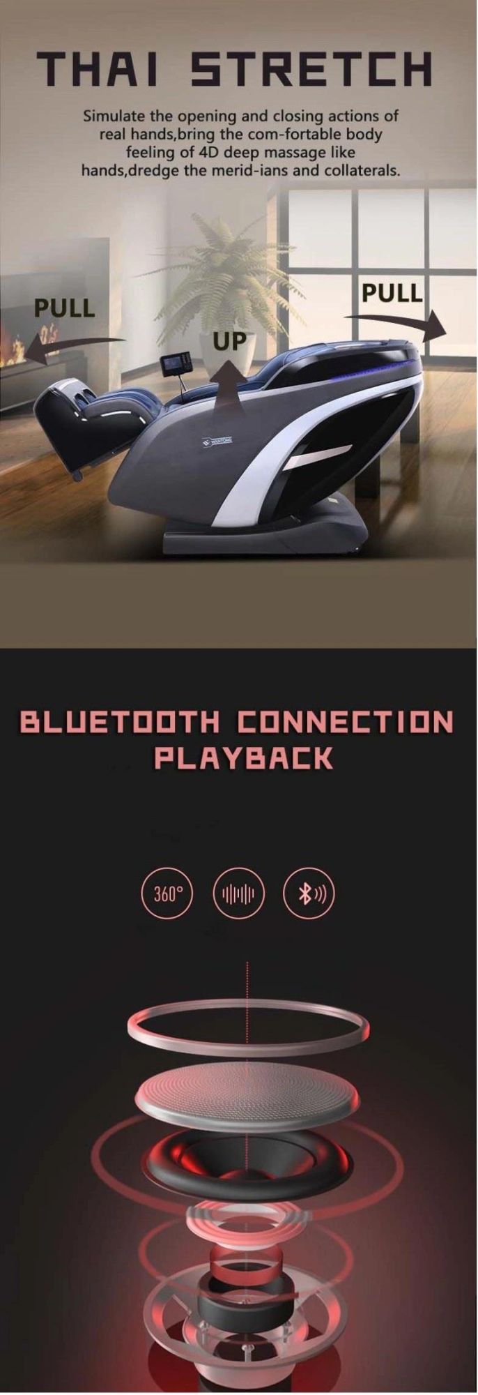 Wantong China Luxury Intelligent SL Track Full Body Zero Gravity 4D Electric Massage Chair
