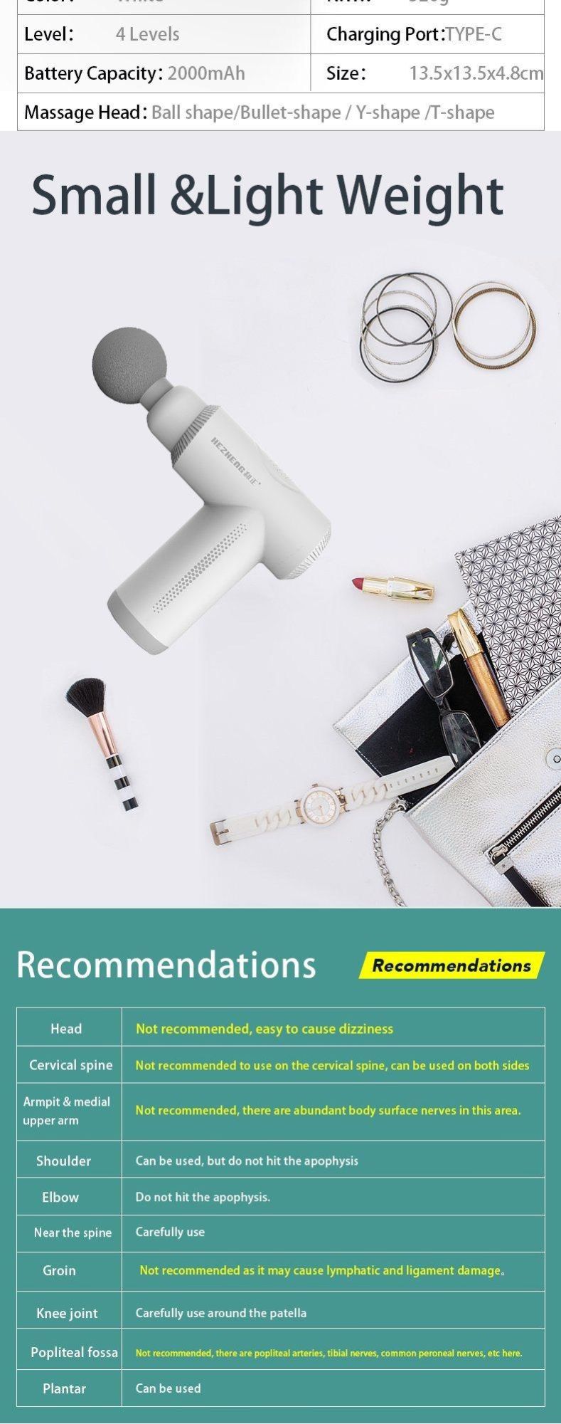 Massage Gun Deep Tissue, Percussion Muscle Massager Gun, 30 Speeds Quiet Handheld Massager for Muscle Neck Back Shoulder, One Button with 4 Heads