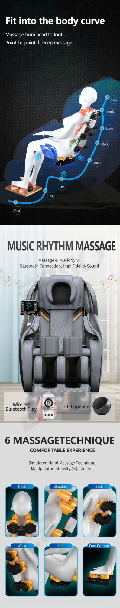 2021 New Masajeador Corporal Wholesale Sale Electric Zero Gravity Full Body Massage Chair 4D with Control Panel Body Massager