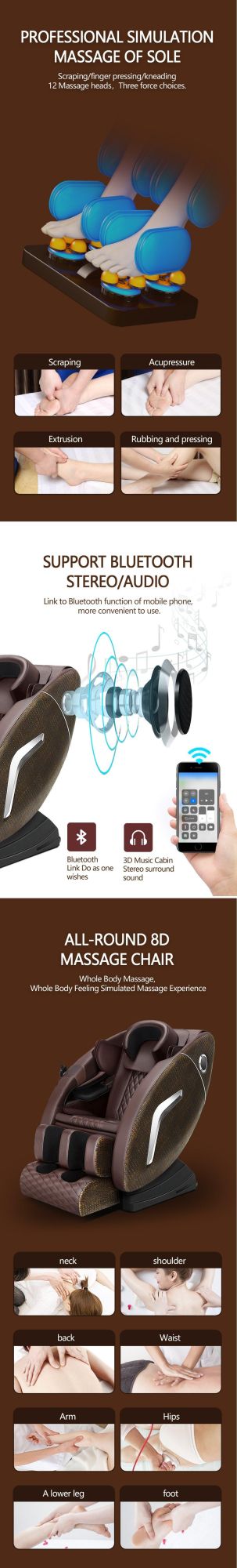 Competitive Good Full Body Kneading Massage Chair with Head Massage and Heating Function