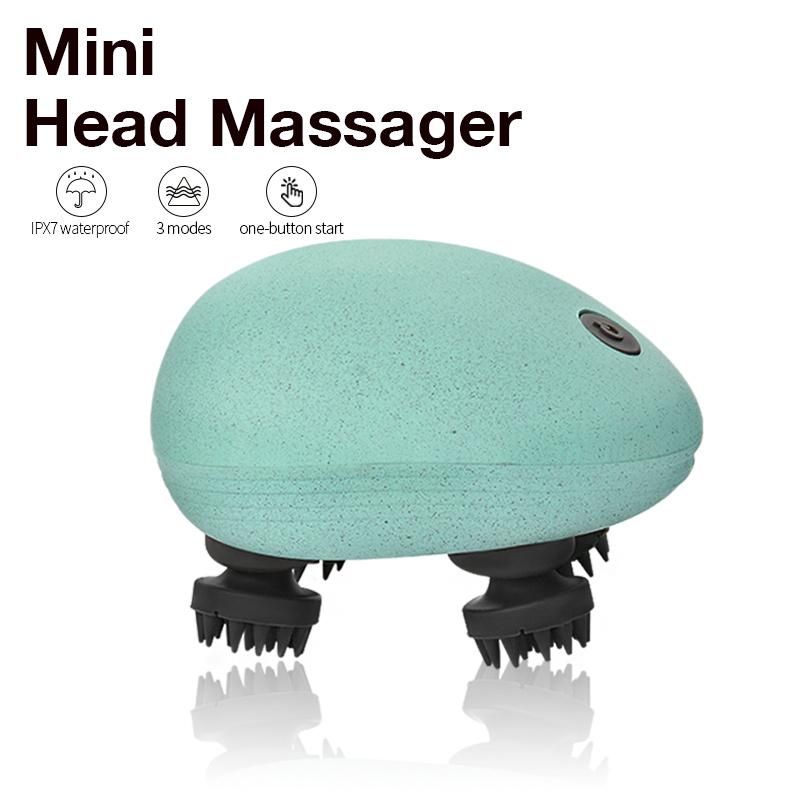 Waterproof Electric Head Massage Wireless Scalp Massager Prevent Hair Loss Body Deep Tissues Kneading Vibrating Hand-Held Comfortable Relief, Mini