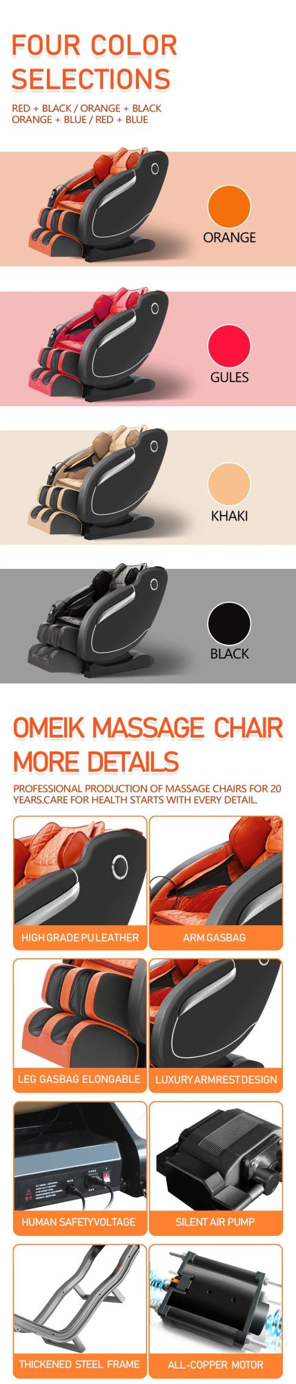 Home Use SL Track 4D Zero Gravity Best Shiatsu Recliner Massage Chair