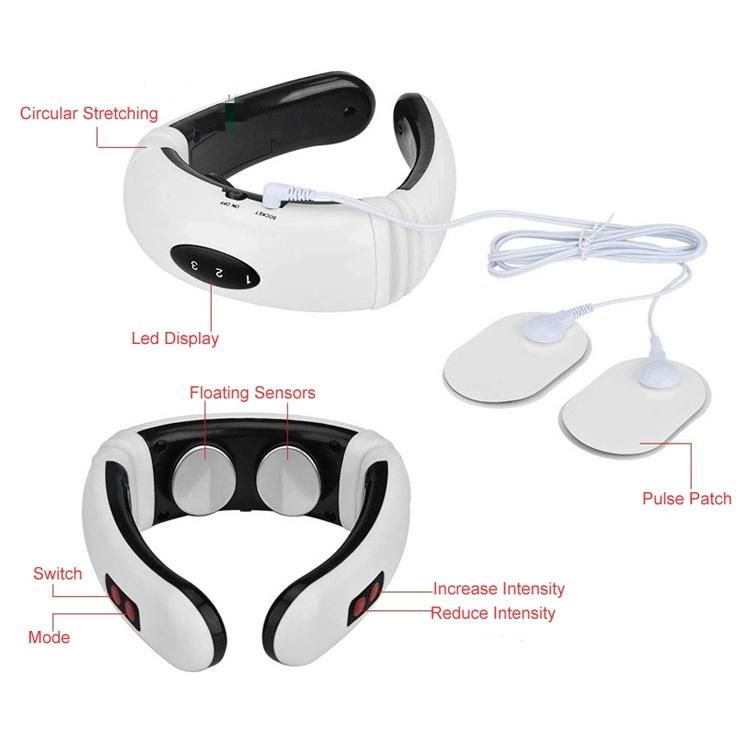 2021 Smart Portable Mini Electric Massage Wireless Physiotherapy Neck Massager with LED Light