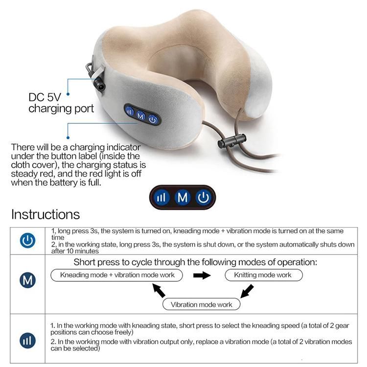 U Shape Body Electric Heat Kneading Massaging Pillows for Leg