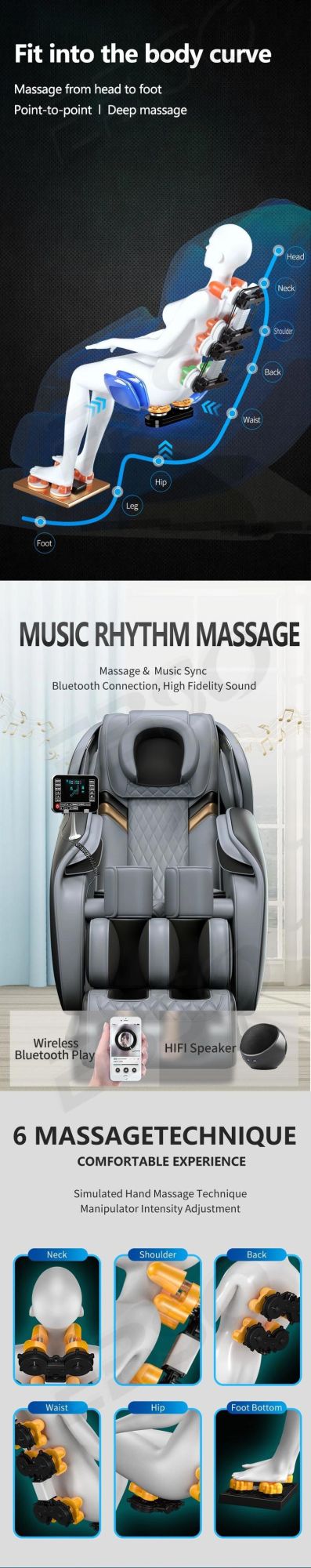 Massage Chair 8d Zero Gravity Luxury Massage Equipment Manufacturers with Head Massage