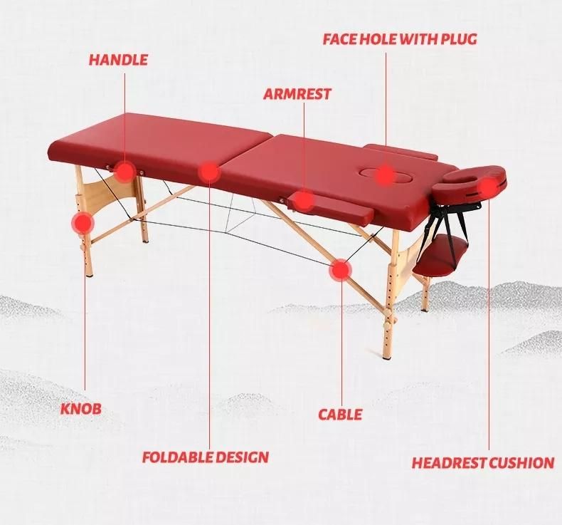 Adjustable Height up-Holstered Portable Folding Beds Beauty Massage Table