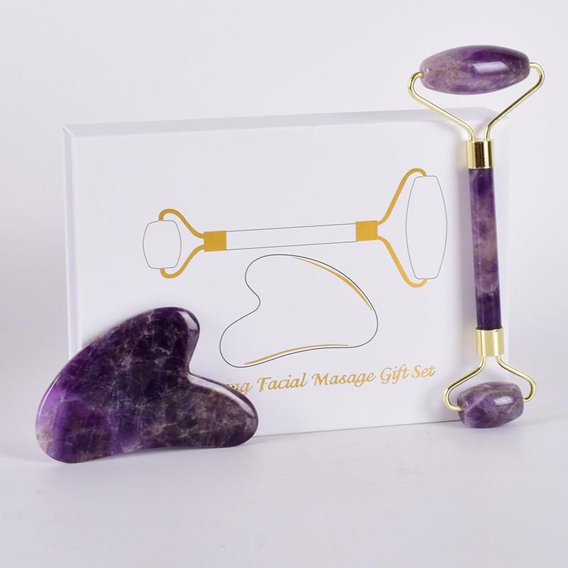 Amethyst Facial Massage Roller Guasha with Box