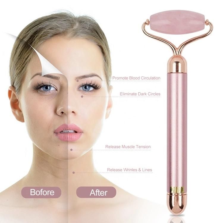 Handheld Vibration Face Massager Stick Electric Gold Jade Roller Energy Beauty Bar for Face Lifting V-Face