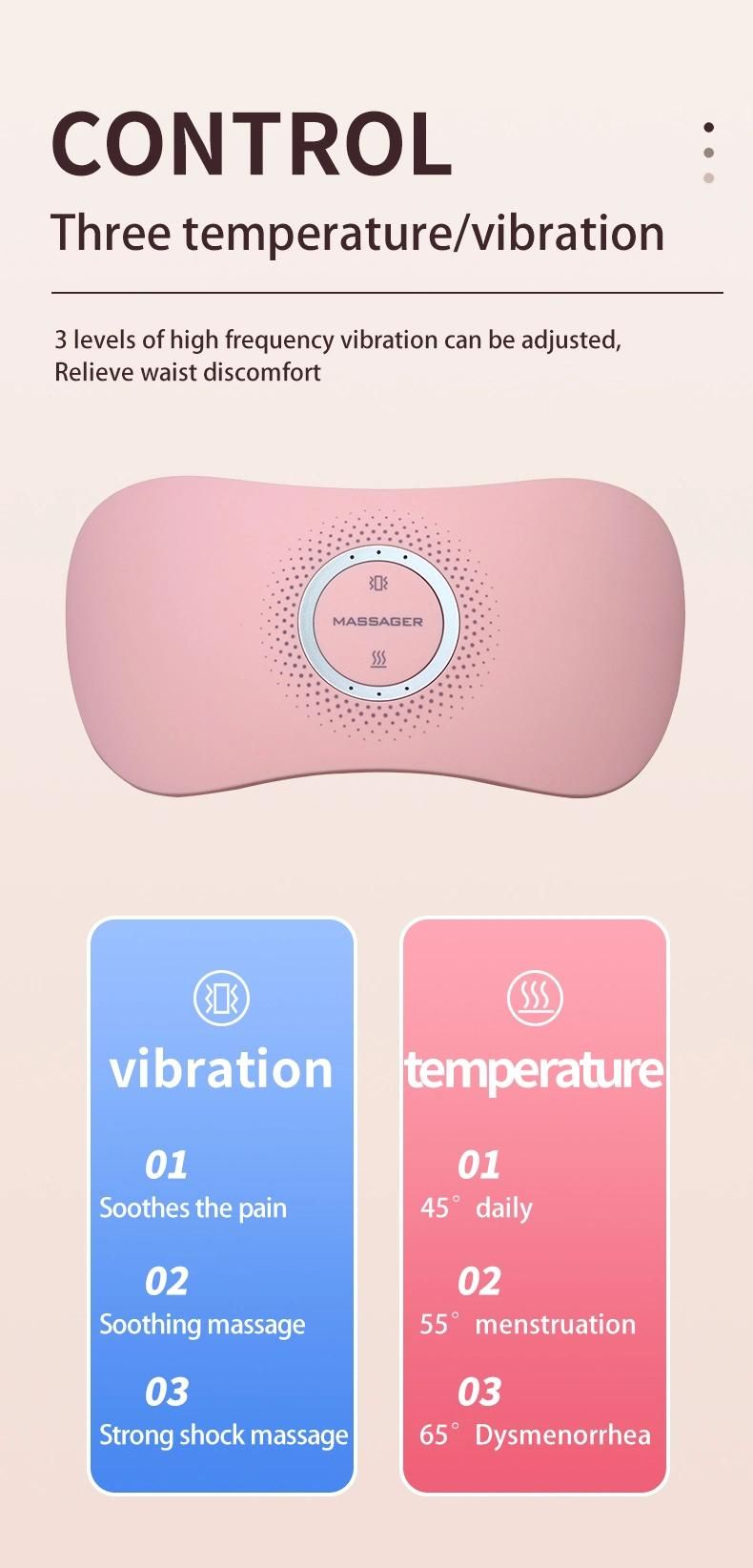 Portable USB Charging Smart Warm Palace Belt for Women Dysmenorrhea Heated Waist Pad