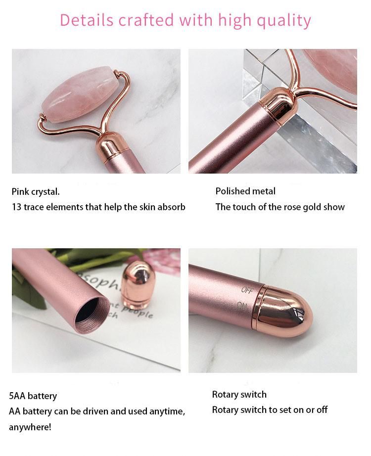 Face Massager Roller Vibrating Facial Rose Quartz Vibrating Facial Roller