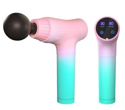 30 Gear Massage Gun LCD Display Pink Color 6 Massage Head 2500mAh Mini Muscle Fascia Gun for Women