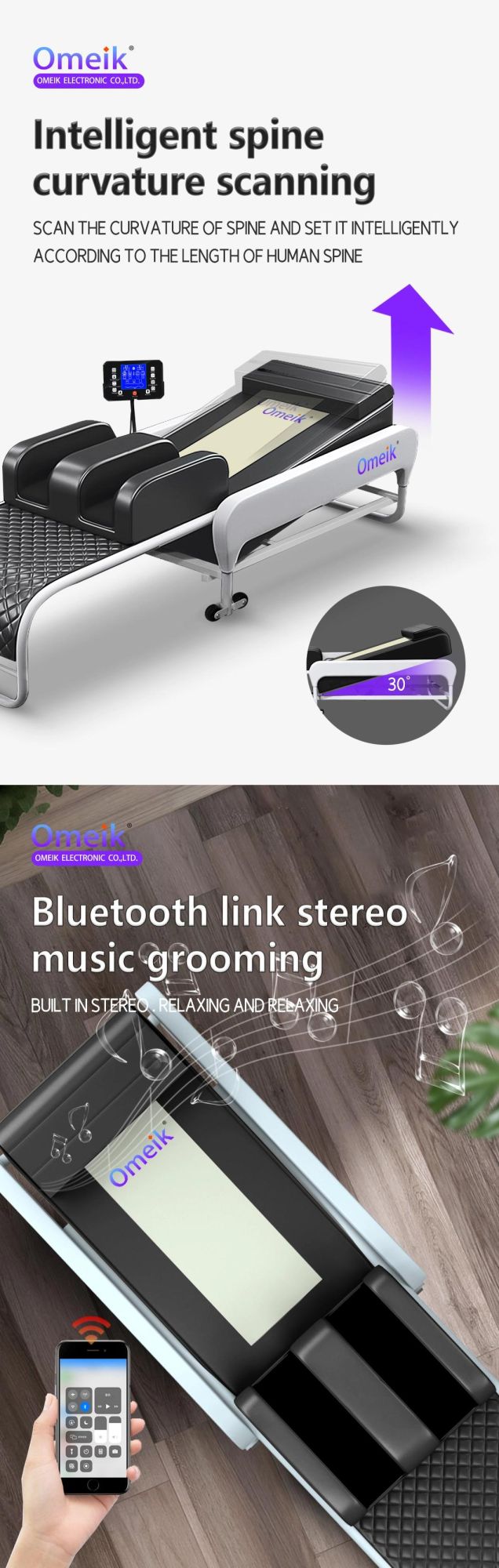 High Quality Cheap Bluetooth Music Thermal Therapy Tourmaline Heating Jade Massage Bed for Relaxing