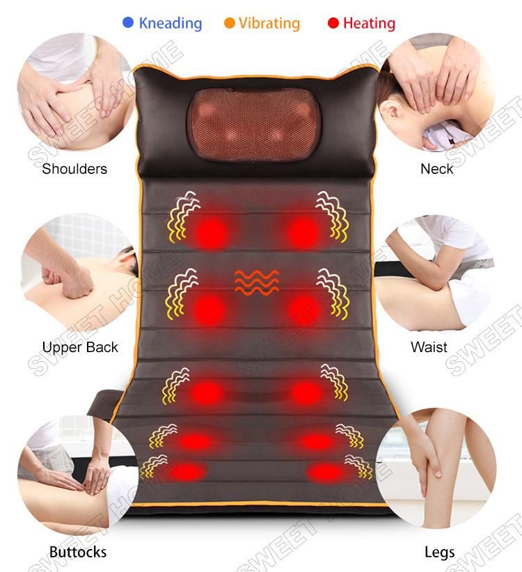 Custom Logo Heated Electric Full Body Massager Mat Neck Lumbar Leg Vibrating Massage Cushion