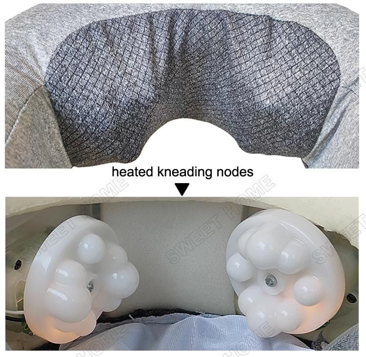 Electric Battery Operated Shiatsu Kneading Heating Memory Foam U Shaped Neck Massage Pillow