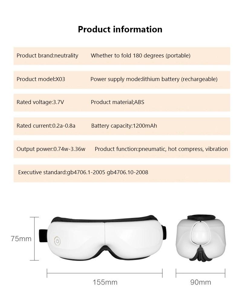 Customized Intelligent Portable Eye Massager with Heat Music Function