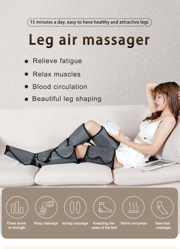 Hot Sale Air Compression Circulation Relaxation Foot and Leg Massage Machine Leg Massager with Heating