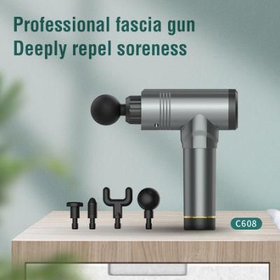 Fascial Portable Deep Tissue Percussion Muscle Gun 4 Heads Massager Products Mini Massage Gun