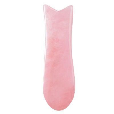 Hot Selling Natural Rose Quartz Jade Stone Fish Shape Guasha Board for Facial Massage