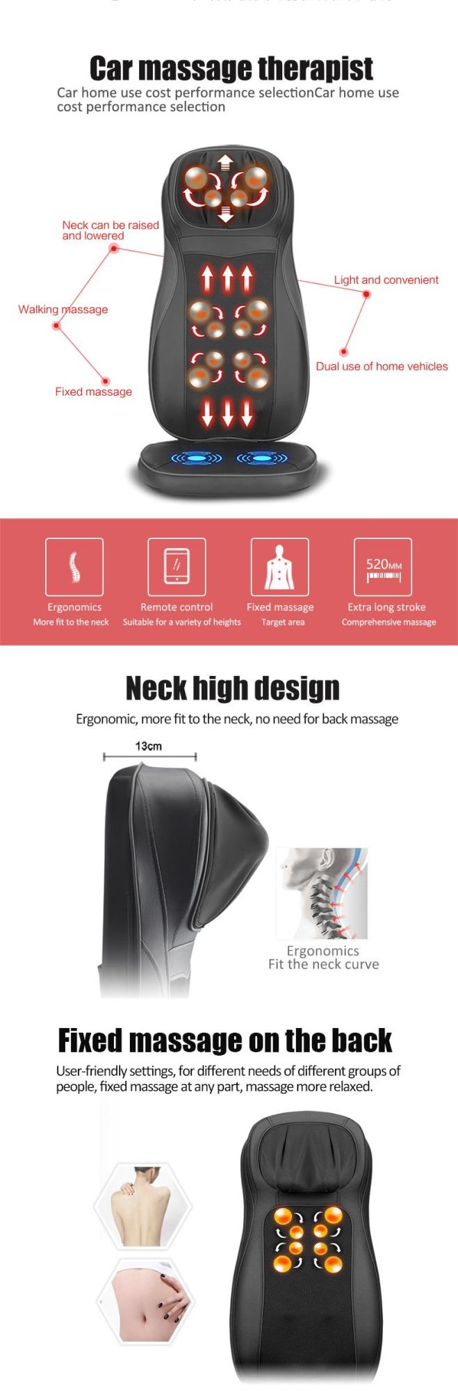 Smartsense Shiatsu Realtouch Chair Pad Soothing Heat 4 Deep Kneading Gel Nodes Pain Relief for Neck Back Shoulders Lumbar Massage Cushion