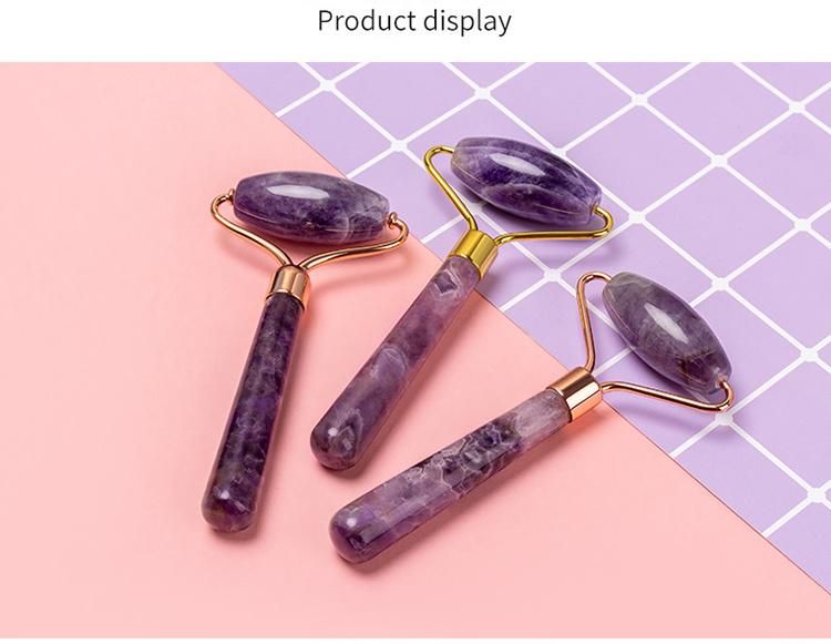 Hot Sale OEM High Quality Natural Amethyst Jade Roller Facial Massager