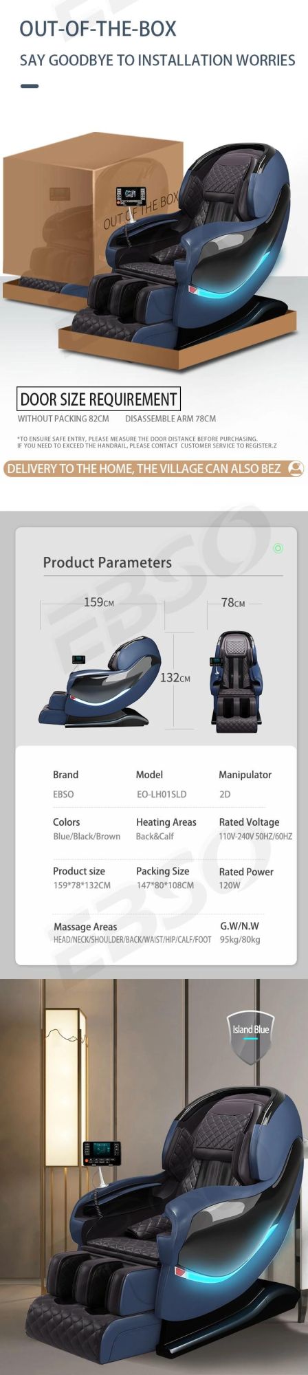 New Design 3D Zero Gravity Massage Chair Price