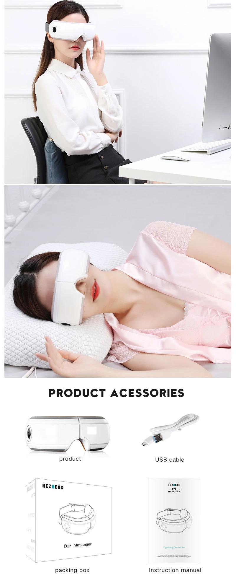 Hezheng New Design Wireless Music Eye Care Massager with Far-Infrared Warm