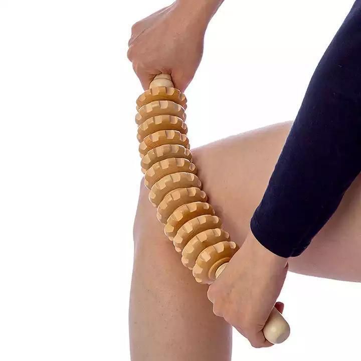 9 Wheels Portable Hand Massager Roller Wood therapy Massage Roller for Reducing Soreness Fitness