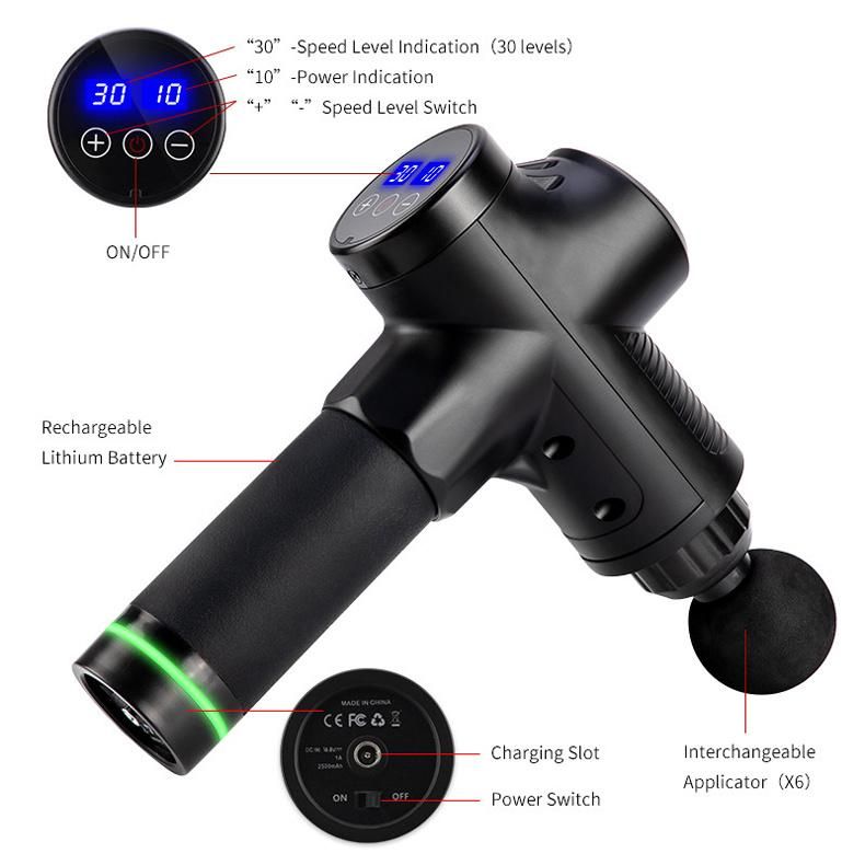 Massage Gun, Aldom Massage Gun Deep Tissue 30 Speeds Handheld Muscle Massage Gun Deep Tissue Muscle Massager Percussion Massager with 6 Heads Powerful Muscle Gu