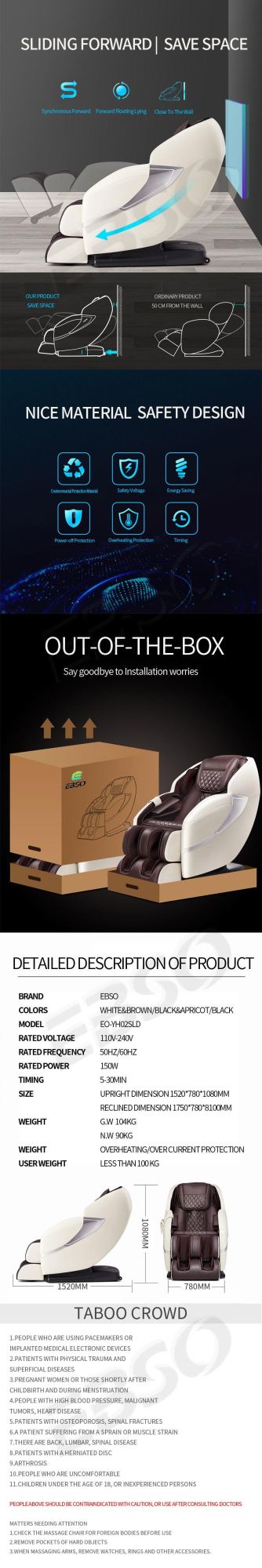 2021 Hot Sell Fashion 4D Zero Gravity Electric Machine Deluxe Shiatsu Massage Chair