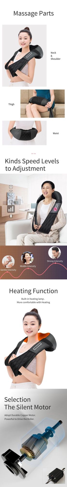 Electric Rolling Shiatsu Health Care Neck Shoulder Massager Shawl