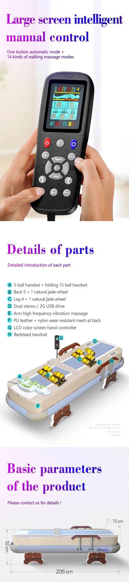 Factory High Quality Magnetic Spine Physiotherapy Jade Massage Bed