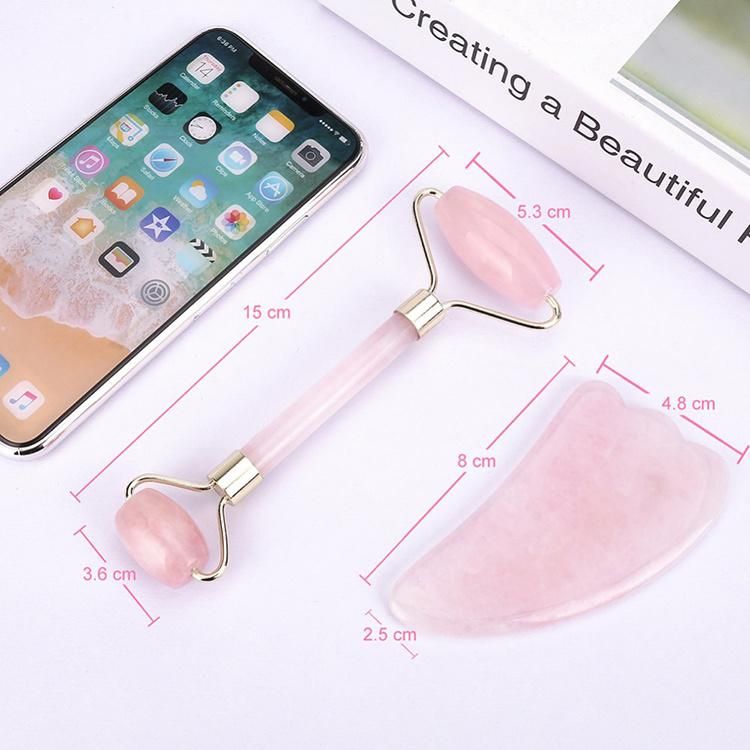 Wholesale Private Label Gua Sha Set Crystal Beauty Pink Stone Natural Rose Quartz Facial Massage Face Jade Roller