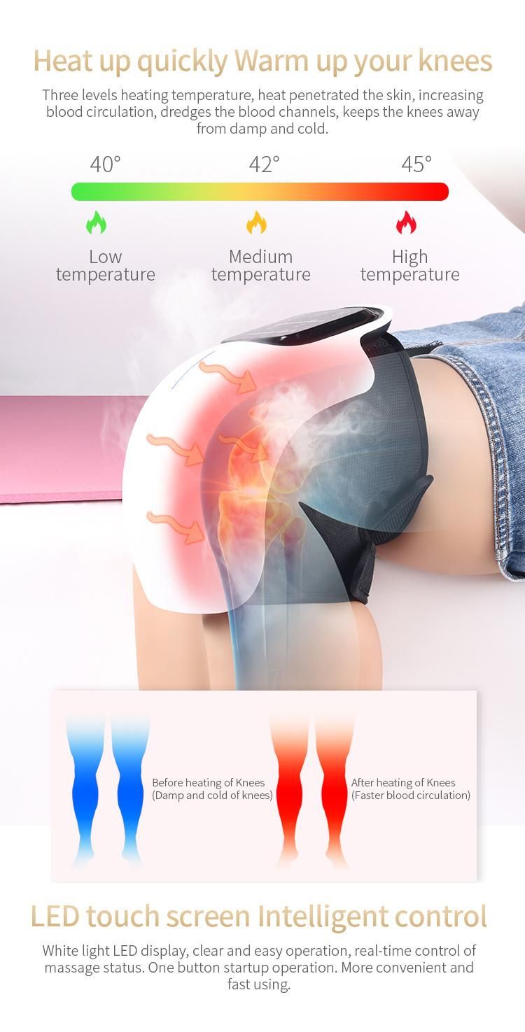 Hot Sale Cordless Knee Pain Relief Electric Vibrating Knee Massager Timing Control Heating Knee Massager