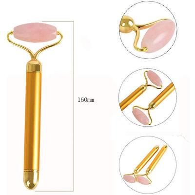 Amazon 2 in 1 Electric Jade Roller Rose Quartz Face Massager Anti Aging Vibrating Facial Roller