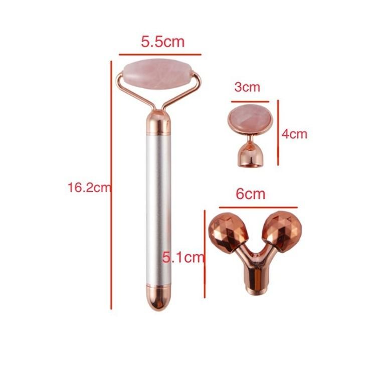 2021 Hot Selling Electric Jade Massage V Face Artifact 3 in 1 Golden Rod Beauty Massager Jade Roller Face Massage Jade