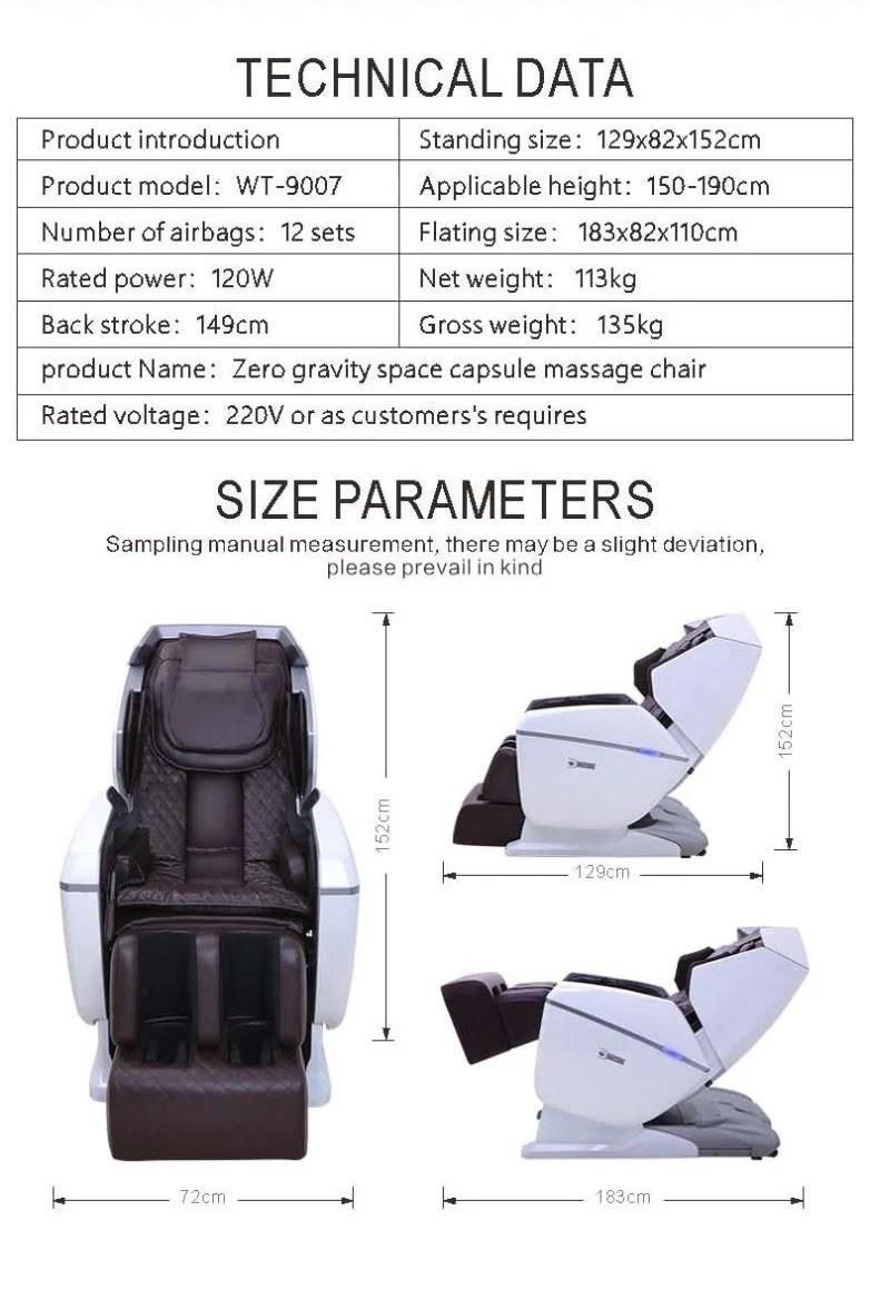 Wantong OEM Music 3D SL Full Body Foot SPA Electronic Massage Chair