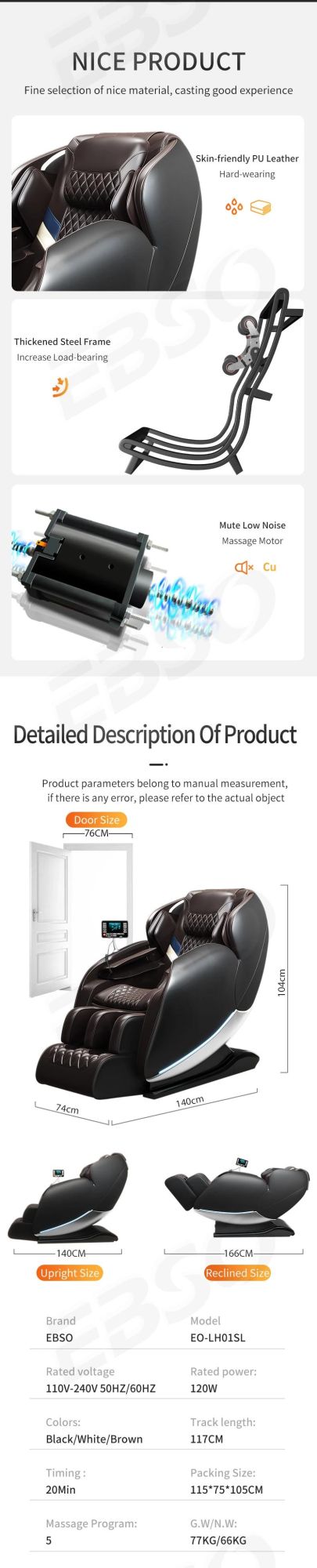 Luxury Modern Full Body 3D Robot Hand Electric Ai Smart Recliner SL Track Zero Gravity Shiatsu 4D Massage Chair for Home Office
