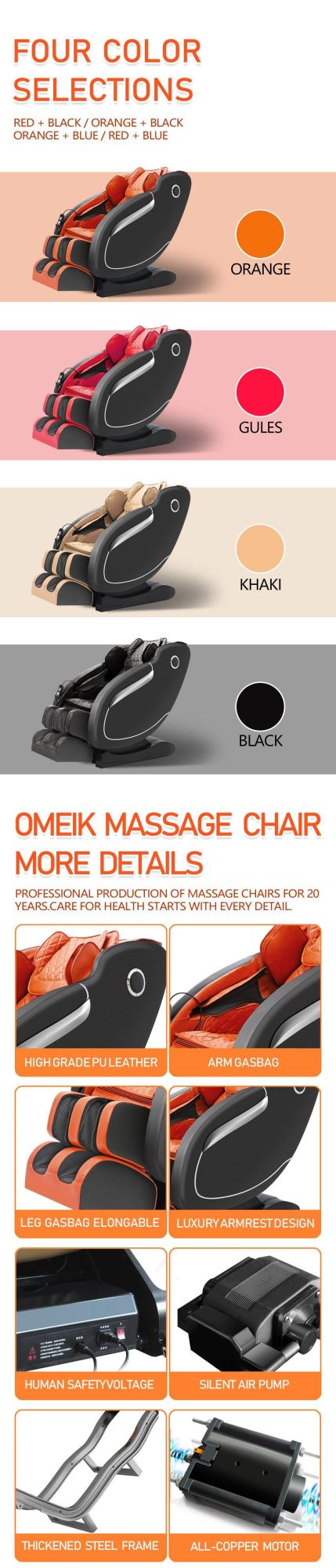 Intelligent Full Body Massage Chair Multi-Function 3D Zero Gravity Massage Chair