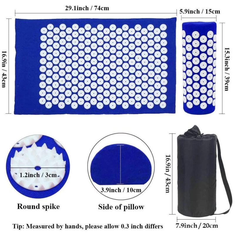 Acupressure Mat and Pillow Set for Back/Neck Pain Relief and Muscle Relaxation