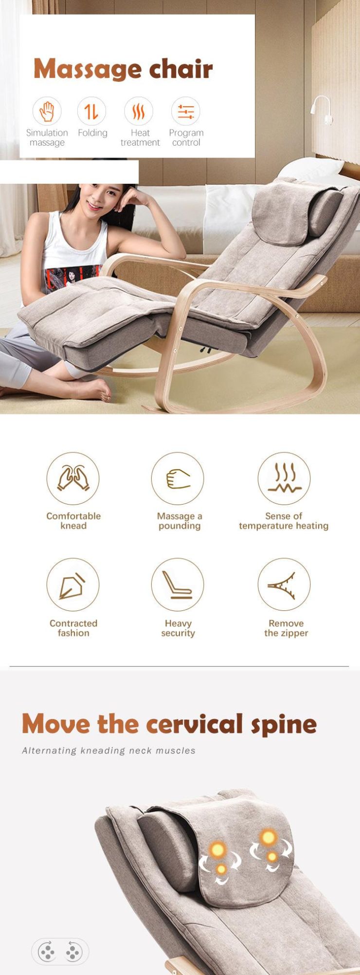 Intelligent Electric Kneading Shiatsu Rocking Chair Massager Home Use Swing Reclining Massage Chair