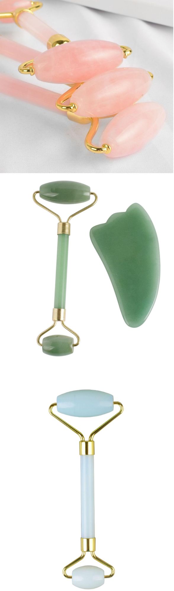Hot Selling Face Massager Tool Rose Quartz Double Head Spiked Jade Roller Product